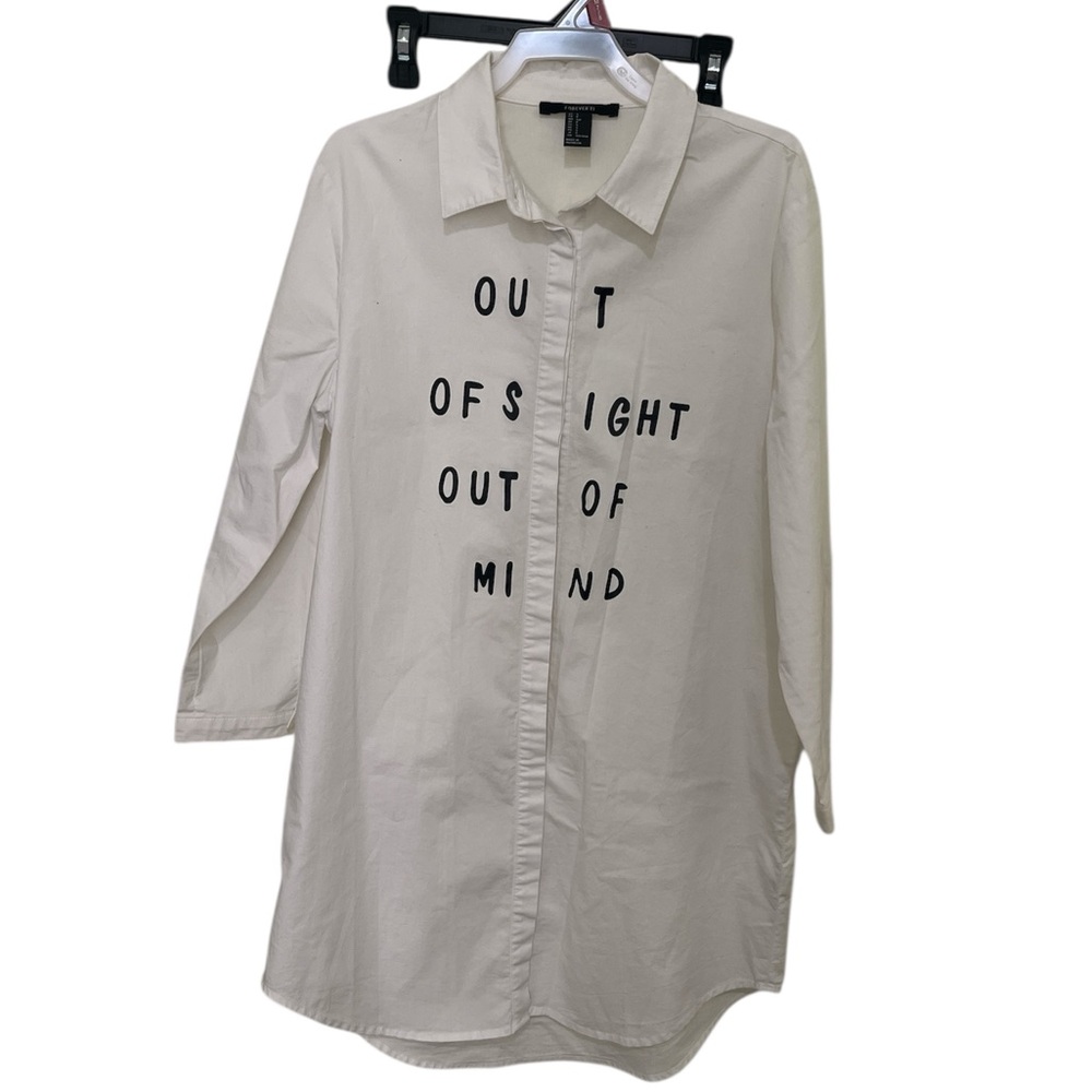 Forever 21 White Boxy Button Down Shirt